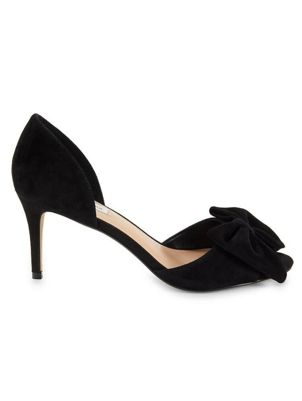 Saks Fifth Avenue Women's Belle Bow black Suede D'Orsay Sandals heels sz 9 New